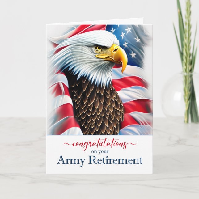 Carte Retirement Congratulations Eagle and American Flag (Devant)