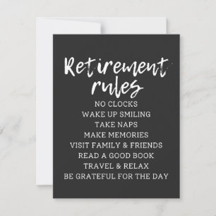 Carte Retirement Rules Sign, Retirement Gift Sign