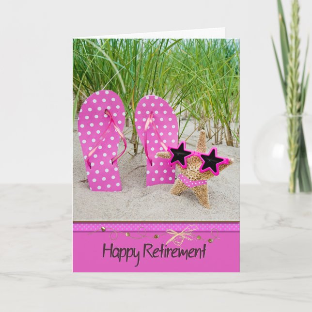 Carte Retirement-starfish et flip-flops (Devant)