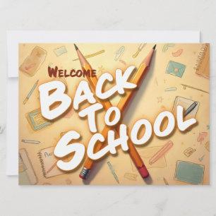 Carte Retour à l'école – Conception d'art au crayon