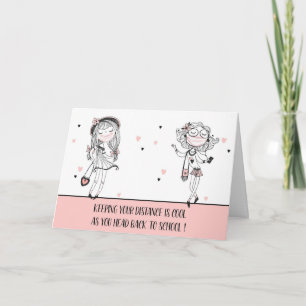 Carte Retour à l'école Cool Ados filles avec Covid 19 ma