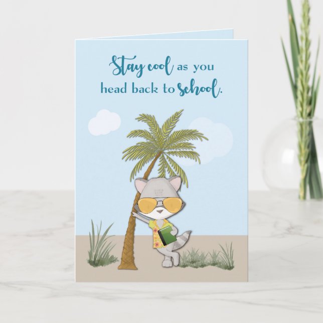 Carte Retour à l'école Cool Funny Raccoon dans lunettes  (Devant)