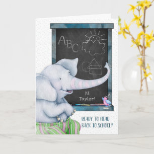 Carte Retour à l'école Eléphant Chalkboard Personnaliser