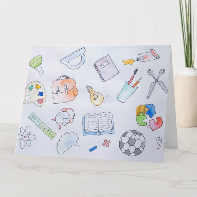 Carte Retour À L'École Fournitures D'Études, École (Devant)
