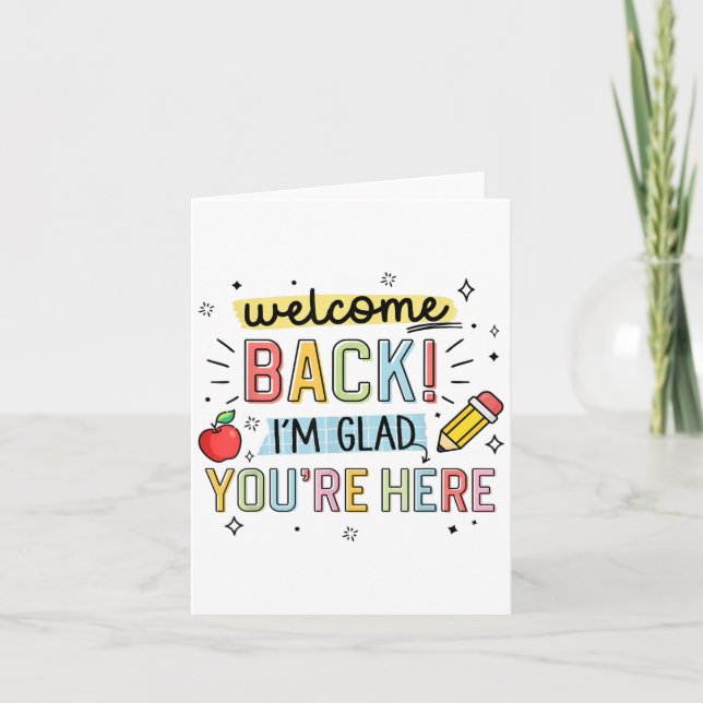 Carte Retour À L'École Professeur Bienvenue Retour Je Su (Devant)