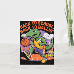Carte Retour à l'école Retour au ballon Basket-ball Dino