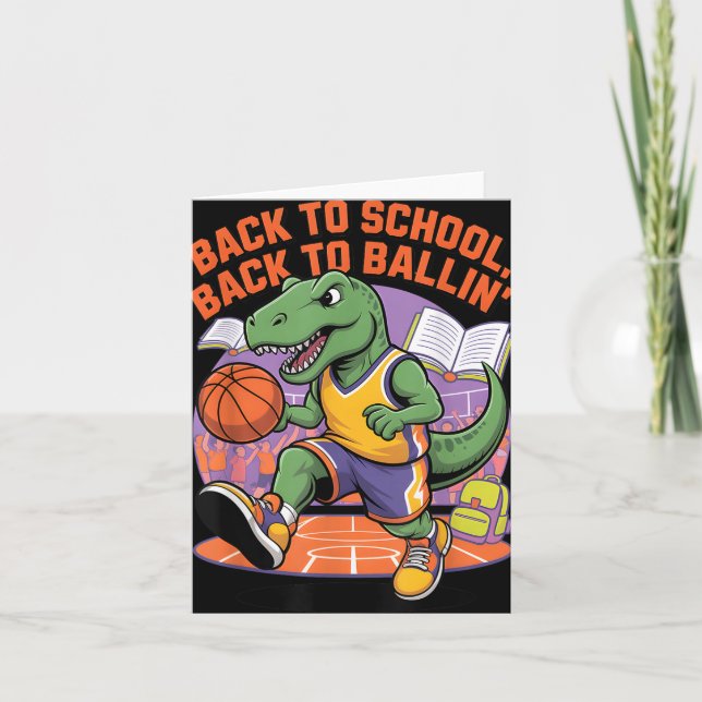 Carte Retour à l'école Retour au basket-ball Dino  (Devant)