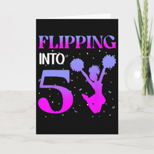 Carte Retournement À 5 Pom-Pom Girl 5e Anniversaire 5 An