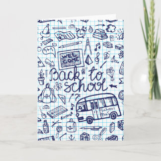 Carte Retournez à l'école. Décor de Carnet assez discret