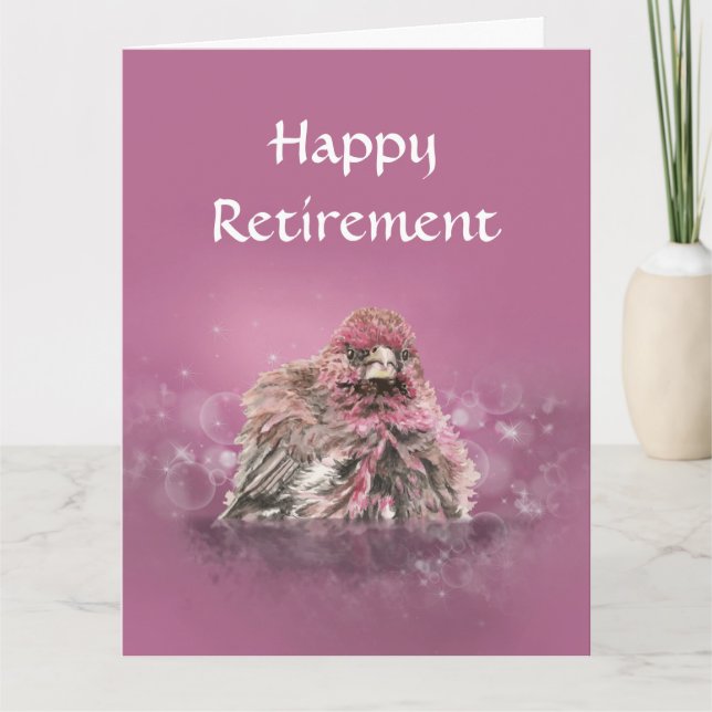 Carte Retraite amusante Humour d'oiseau de bain (Devant)