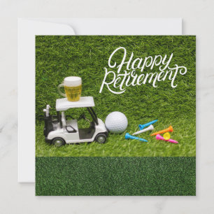 Carte Retraite de golf avec bière sur voiturette de golf