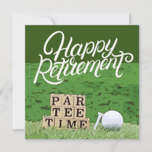 Carte Retraite de golf avec boule par tee time sur vert 
