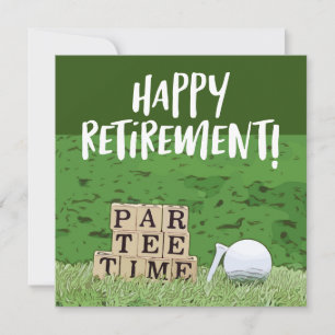 Carte Retraite de golf avec boule par tee time sur vert