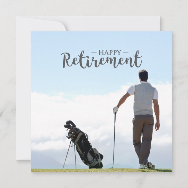 Carte Retraite de golf avec golfeur à ciel bleu arrière  (Devant)