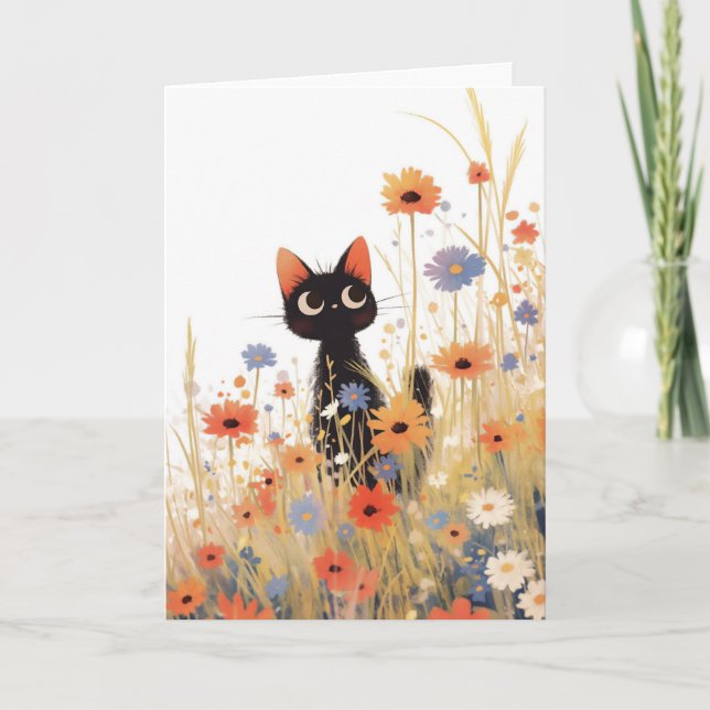 Carte Retraite des fleurs de chats noirs (Devant)