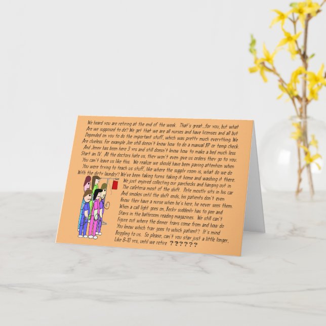 Carte Retraite d'infirmière hilarieuse #12 (Fleur jaune)