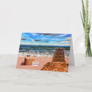 Carte Retraite personnalisée Sandcastle Beach Pique-niqu