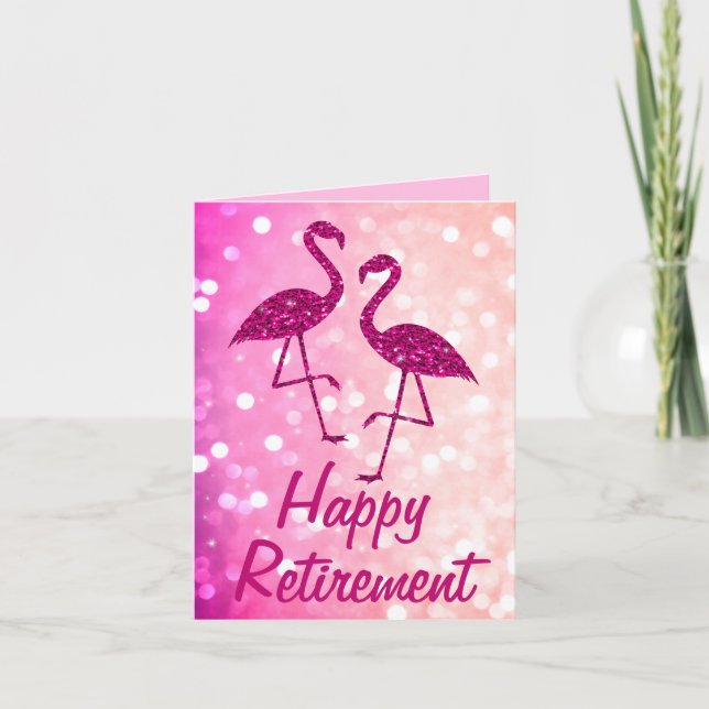 Carte Retraite rose flamingo Texte personnalisé Salutati (Devant)