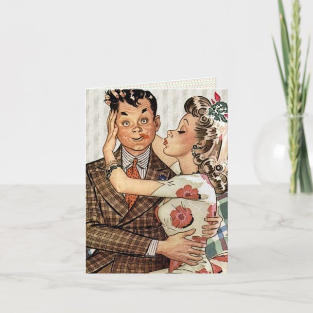 Carte Retro 1940 Kissing Couple (Devant)