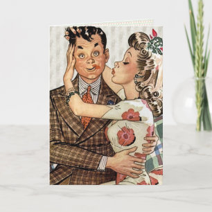 Carte Retro 1940s Kissing Couple