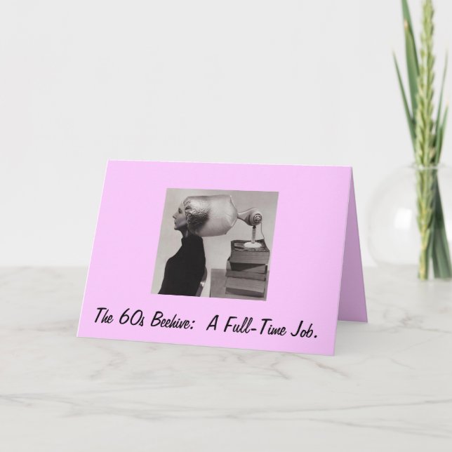 Carte Retro 1960 Hair Greeting Card - avec INSTRUCTIONS! (Devant)