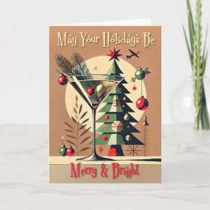 Carte Retro 50s Jet Set Noël Martini Arbre