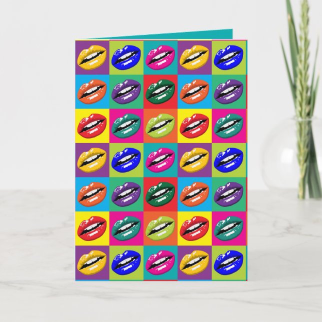 Carte Retro 60s Lips Pop Culture Art Déco Personnaliser (Devant)