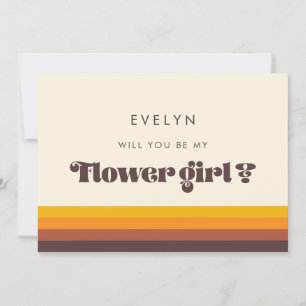 Carte Retro 60s Vintage Flower Girl Proposition Ca