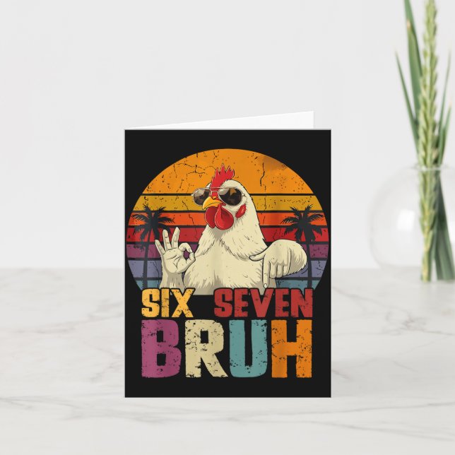 Carte Retro 67 Six Seven Bruh Funny Chicken With Sungles (Devant)