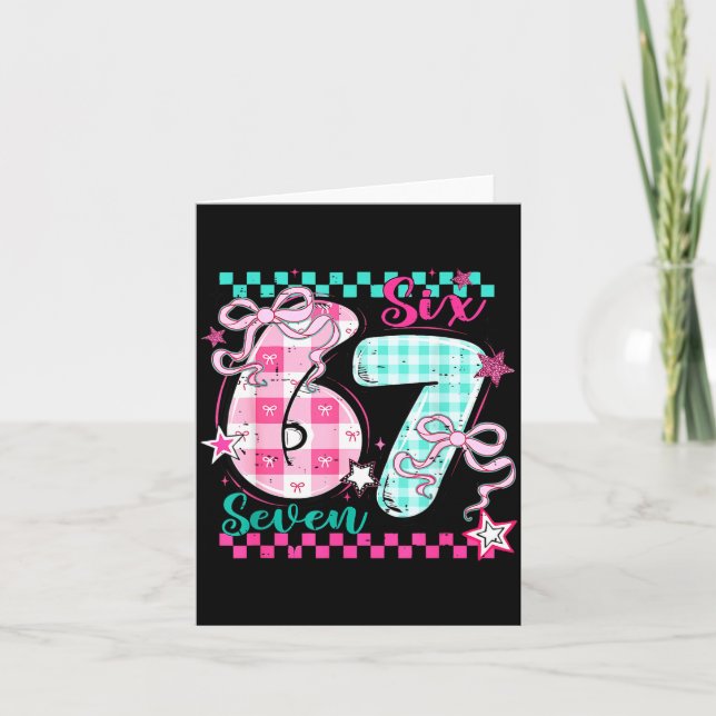 Carte Retro à carreaux Saint-Valentin Six Sept Mème 67 V (Devant)