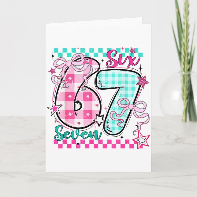 Carte Retro à carreaux Saint-Valentin Six Sept Mème 67 V (Devant)