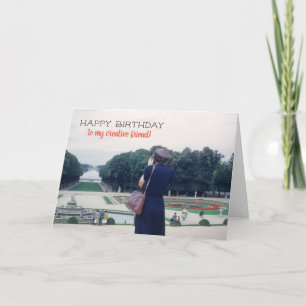 Carte Retro Anniversaire Lady avec Camera Creative Frien
