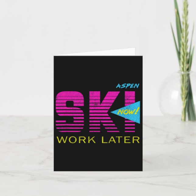 Carte Retro Aspen 80s Colorado Skiing Tee  (Devant)