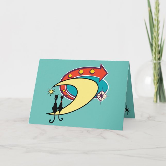 Carte Retro Atomique Era MCM Cool Cat Moon Toutes les oc (Devant)
