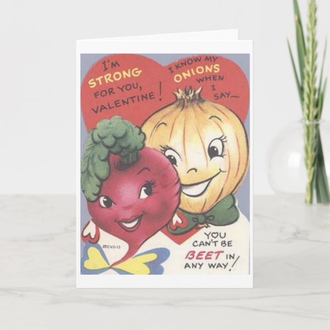 Carte Retro Beet And Onion Valentine's Day Card (Devant)