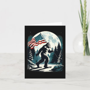 Carte Retro Bigfoot Sasquatch Pleine lune patriotique Am