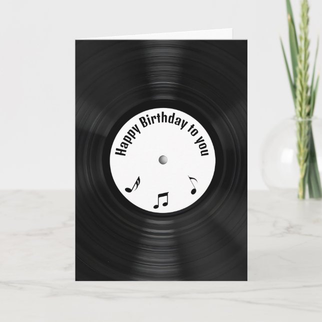 Carte Retro Black Vinyl LP Record Pour Anniversaire (Devant)