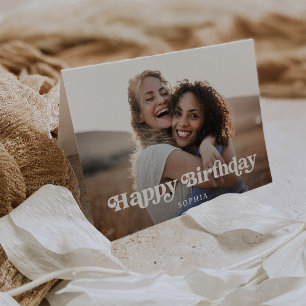 Carte Retro Boho Texte et photo Joyeux anniversaire