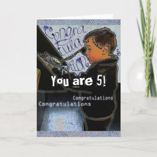 Carte Retro Boy Appel Félicitations pour Anniversaire