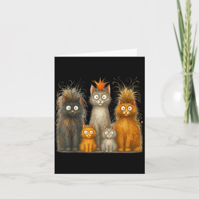 Carte Retro Cat Art Crazy Funny Kitten Gift Men Women Bo (Devant)