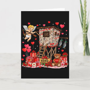 Carte Rétro chasse canard camo bébé Cupidon Saint Valent