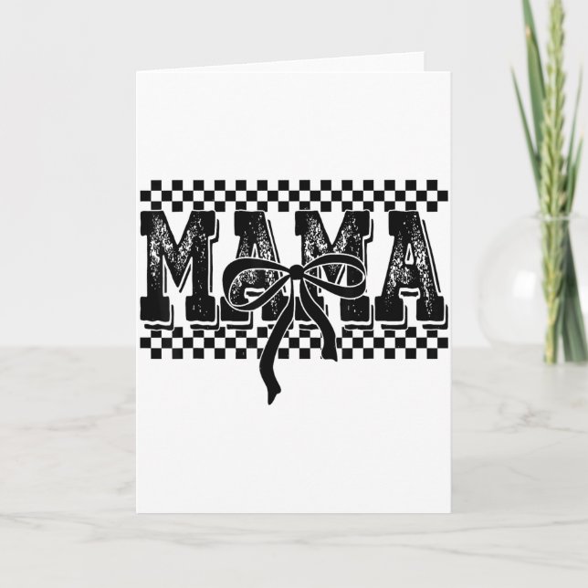 Carte Retro Checkered Mama Coquette Bow Mama Floral Moth (Devant)