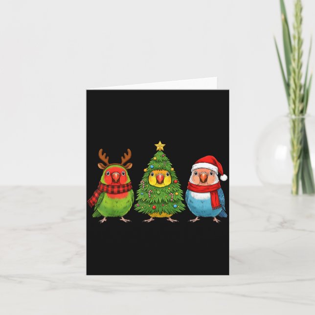 Carte Retro Christmas Lovebird Parrot Santa Reindeer  (Devant)