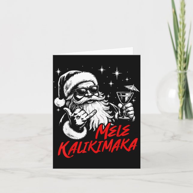 Carte Retro Christmas Mele Kalikimaka Santa Shaka Hawaii (Devant)
