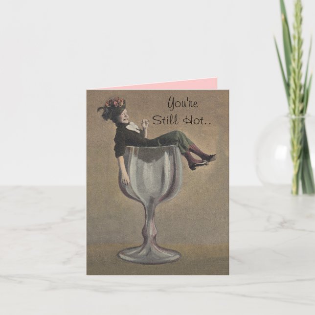 Carte Rétro coutume drôle en verre de Madame vin de (Devant)