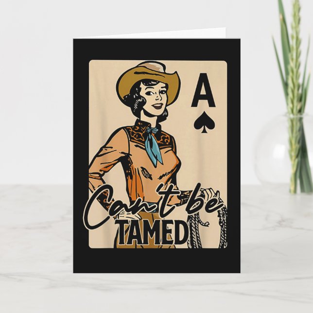 Carte Retro Cowgirl Card Can't Be Tamed Western Country  (Devant)
