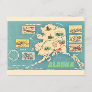 Carte Rétro de l'Alaska sur Carte Postale
