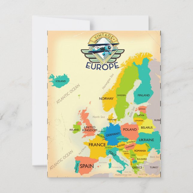 Carte Rétro De L'Europe. (Devant)