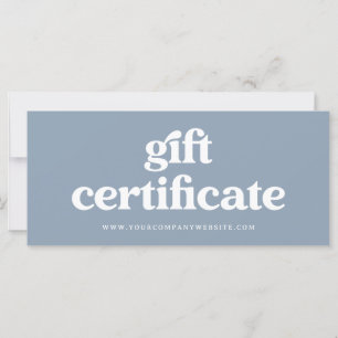 Carte Retro et Boho Dusty Blue Certificat cadeau