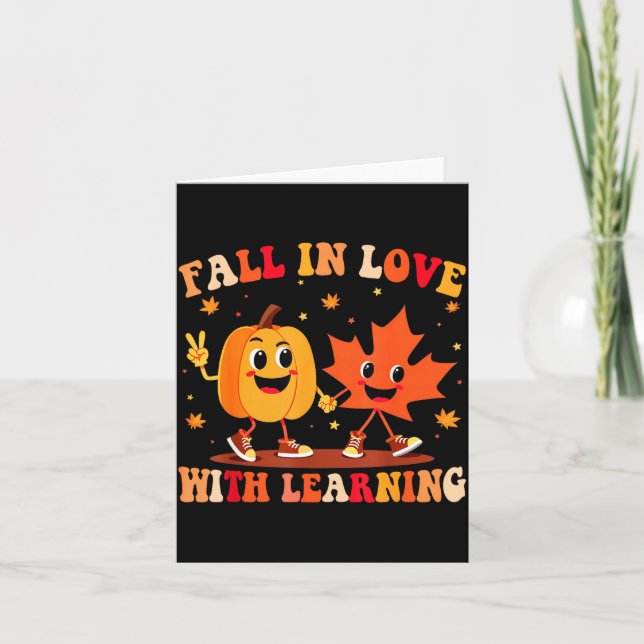 Carte Retro Fall In Love With Learning Autumn Pumpkin Te (Devant)